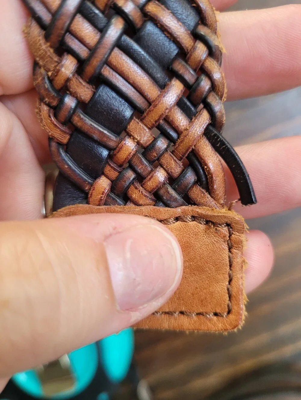 Fossil Belt Woven Black Brown Brass Buckle Medium
